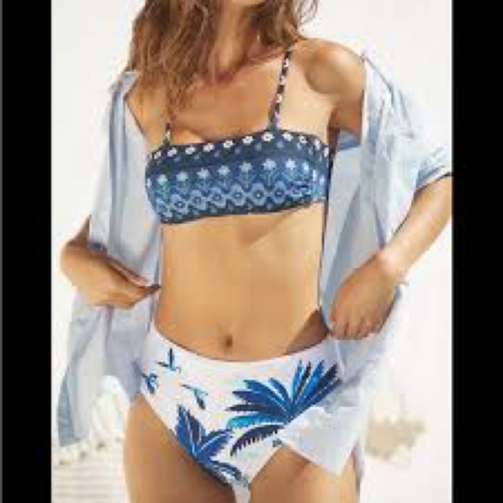 Farm Rio Dream Sky High Waisted Bikini Bottom, Size Small , $95